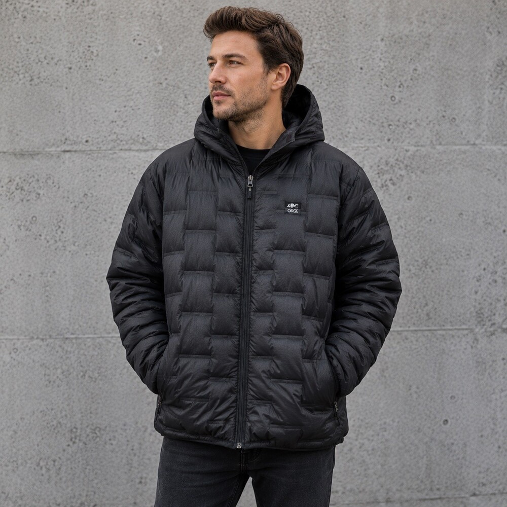 Picture Organic Clothing Men's Black Hooded Full Zip Puffer Jacket Size M